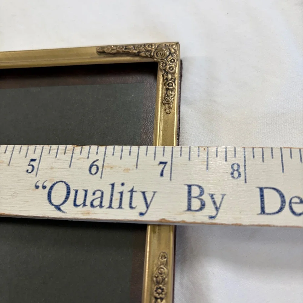 Vintage Brass Ornate Floral Rose Picture Frame Gold Tone 5x7 Tabletop Wall Hang